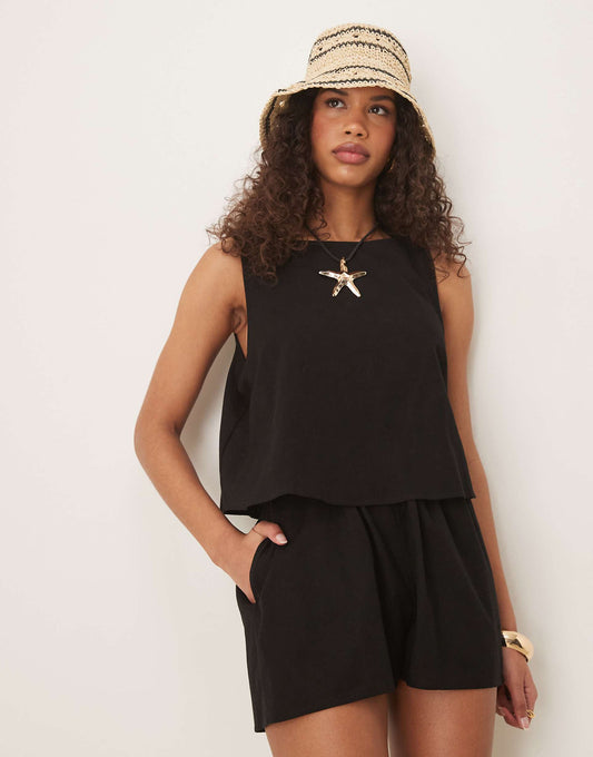 Double Layer Playsuit With Open Back