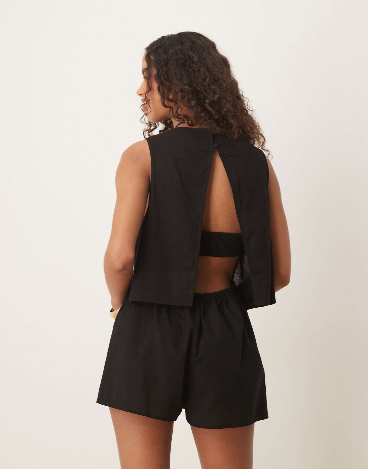 Double Layer Playsuit With Open Back