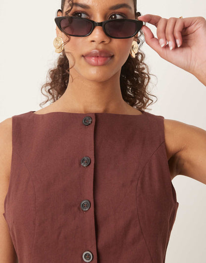 Button Down Waistcoat Jumpsuit