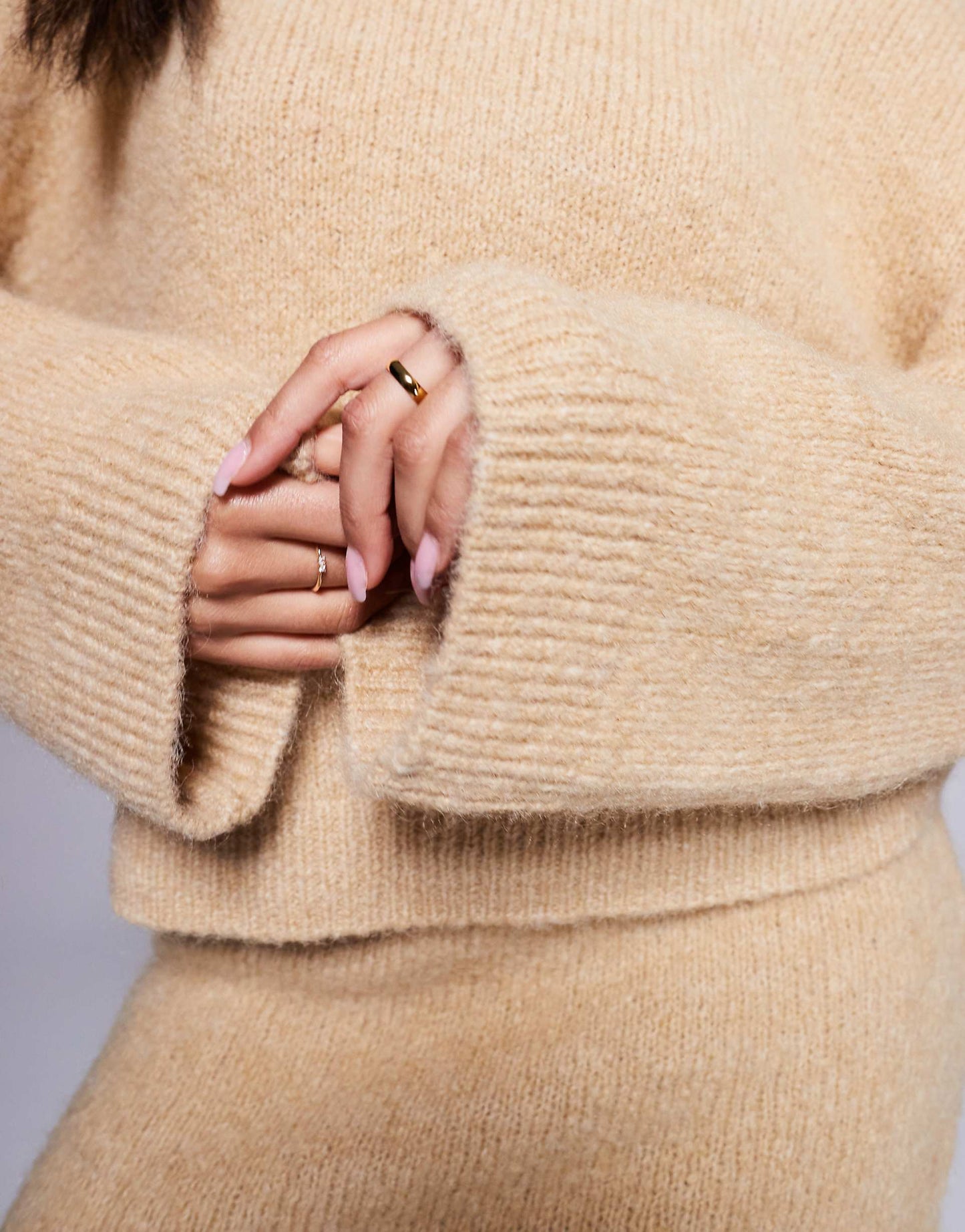 Fluffy Wool Blend Wide Sleeve Oversized Jumper Co-Ord