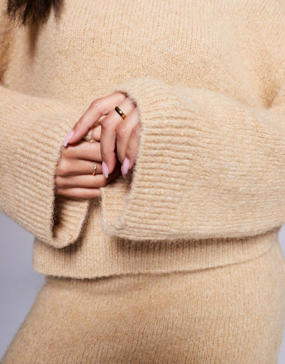 Fluffy Wool Blend Wide Sleeve Oversized Jumper Co-Ord