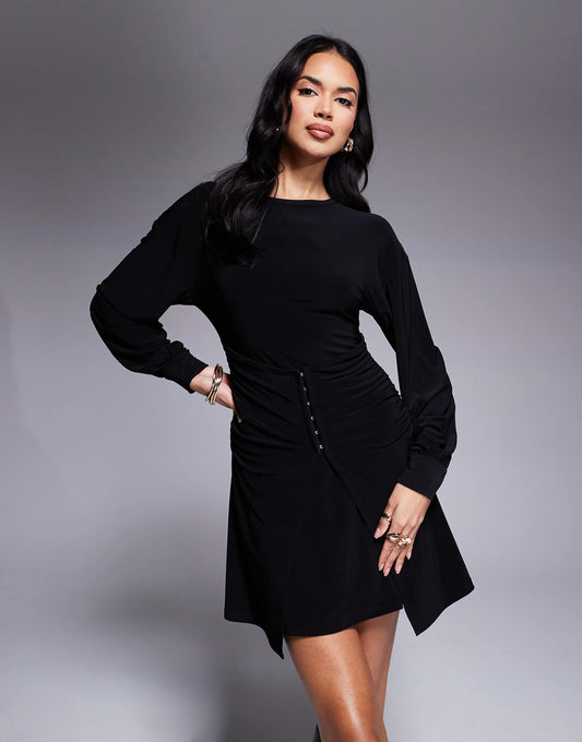 Cinched Hook And Eye Mini Dress