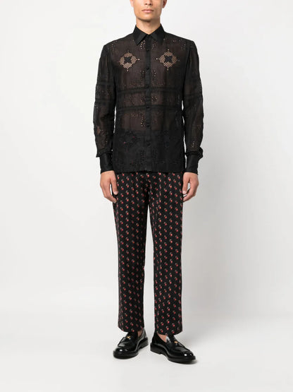 Dylan Wool-Blend Jacquard Trousers