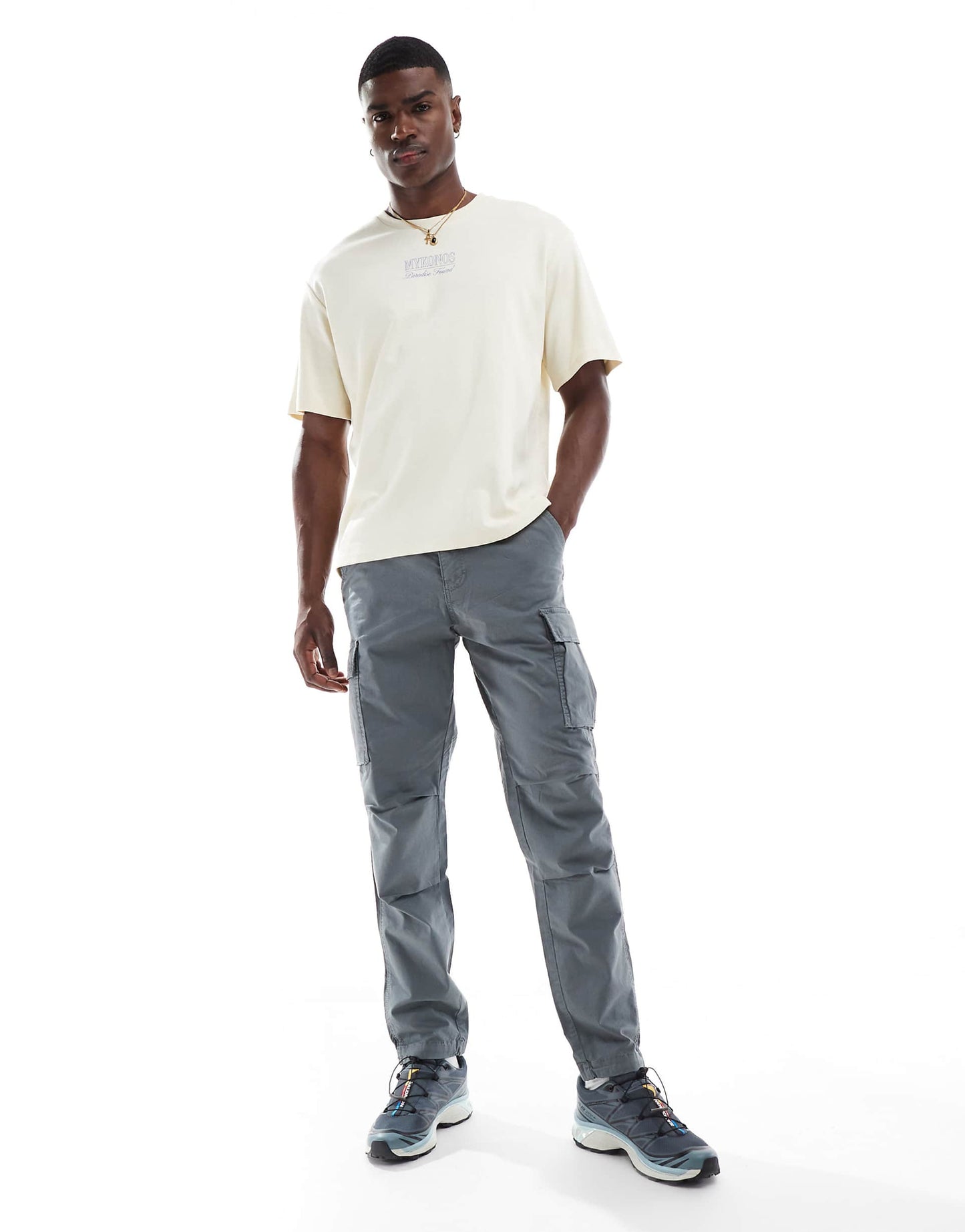 Oversize Heavyweight T-Shirt With Mykonos Print