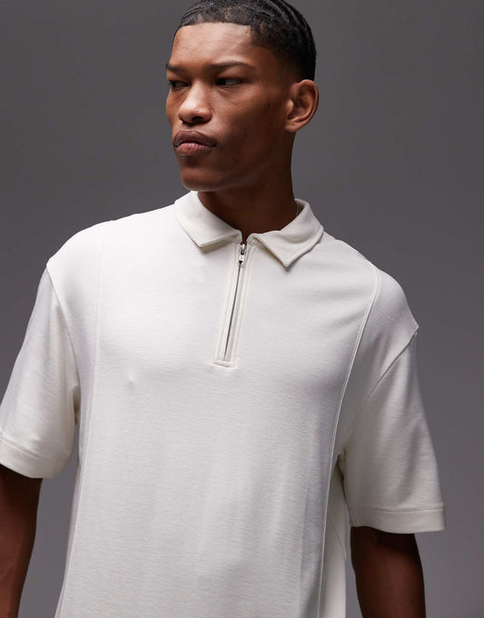 Premium Oversized Fit Polo With Zip Placket
