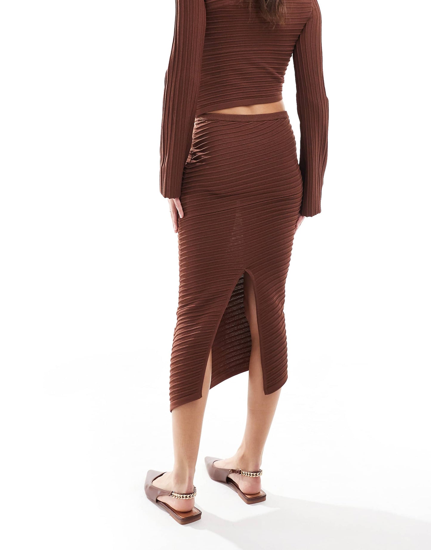 Wide Ribbed Knitted Maxi Skirt Co-Ord