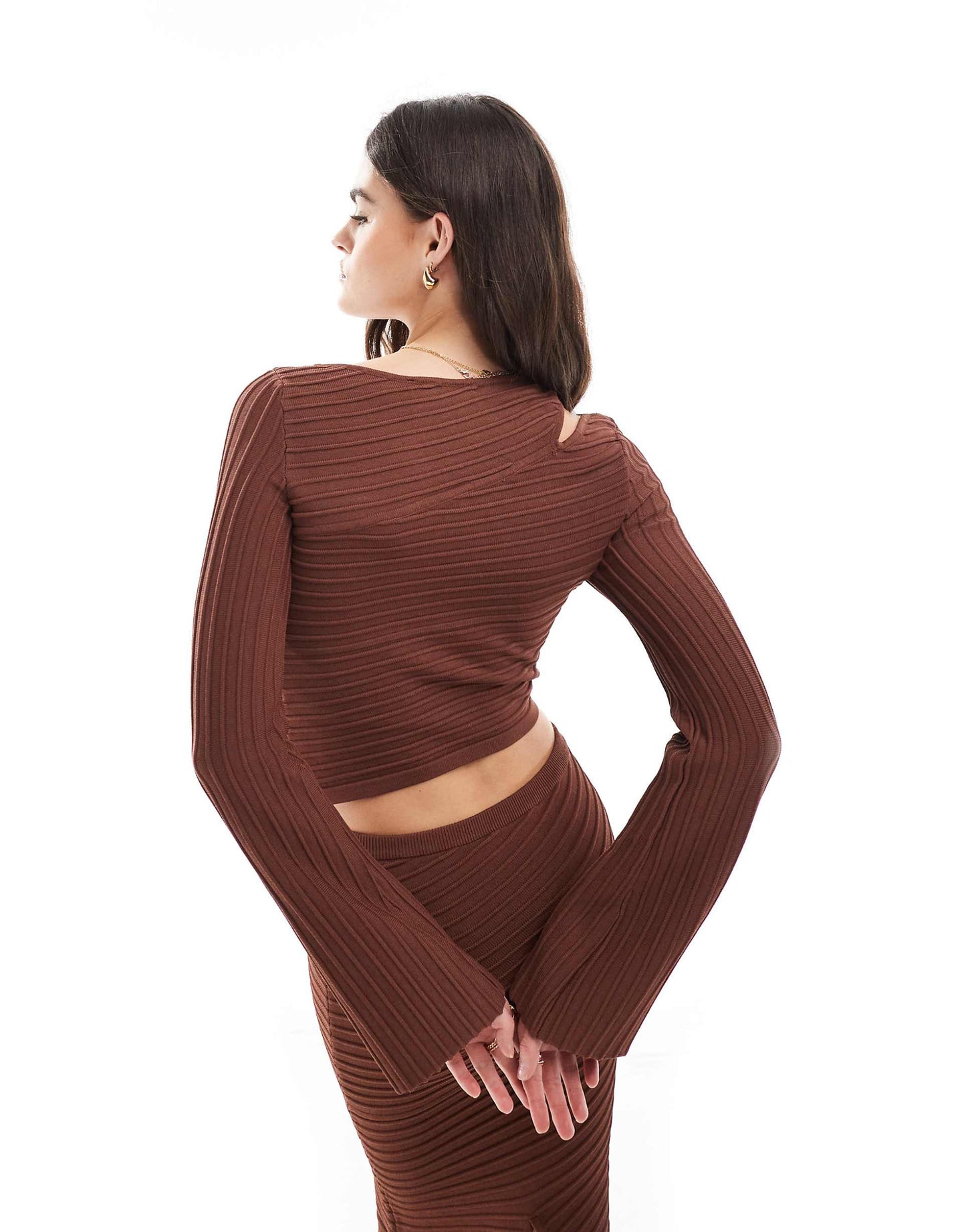 Wide Ribbed Asymetric Knitted Top Co-Ord