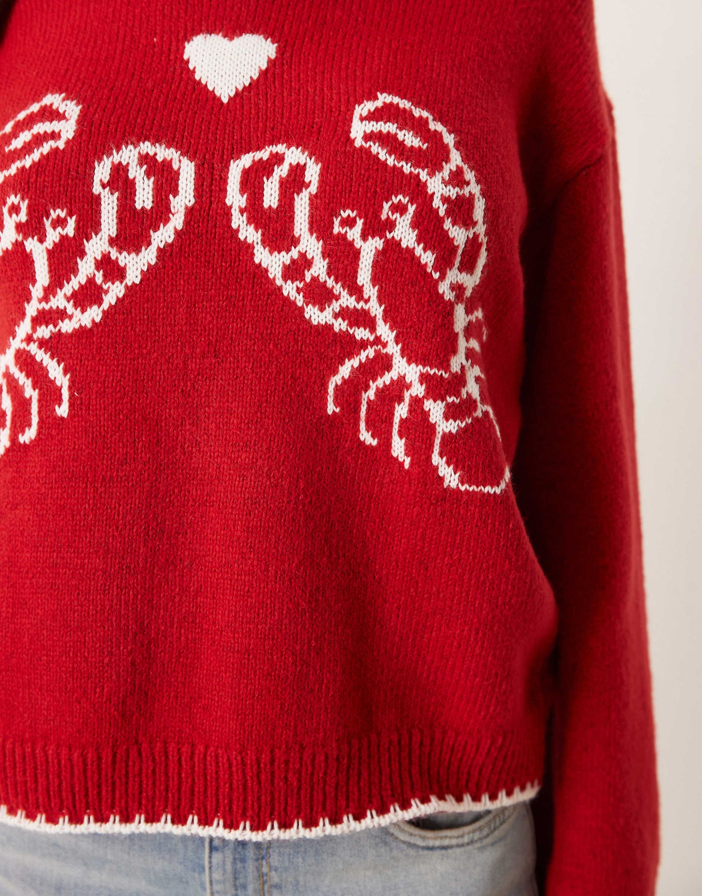 Knitted Lobster Jumper With Blanket Stitch