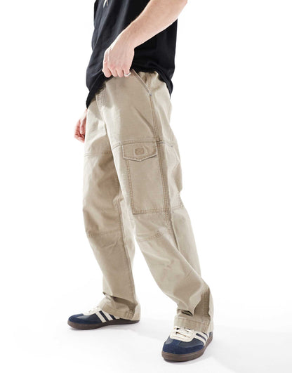 Drawstring Loose Fit Cotton Carpenter Trousers