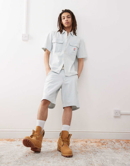 Casey Jones Workwear Carpenter Railroad Stripe Denim Shorts