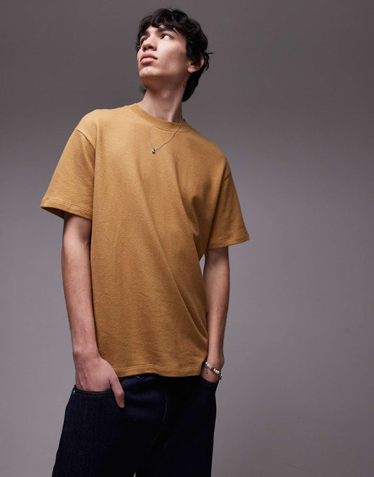 Oversized Fit T-Shirt With Linen Blend