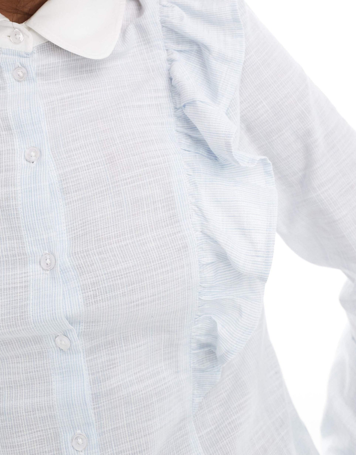 Frill Poplin Pinstripe Shirt