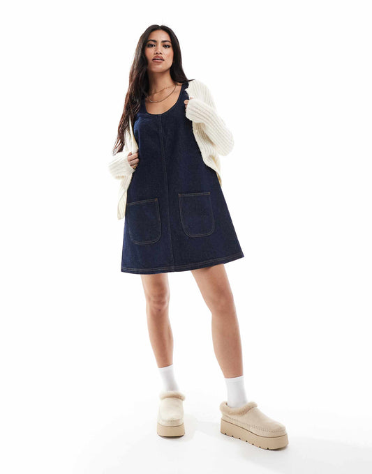 Denim Patch Pocket Pinny Dress