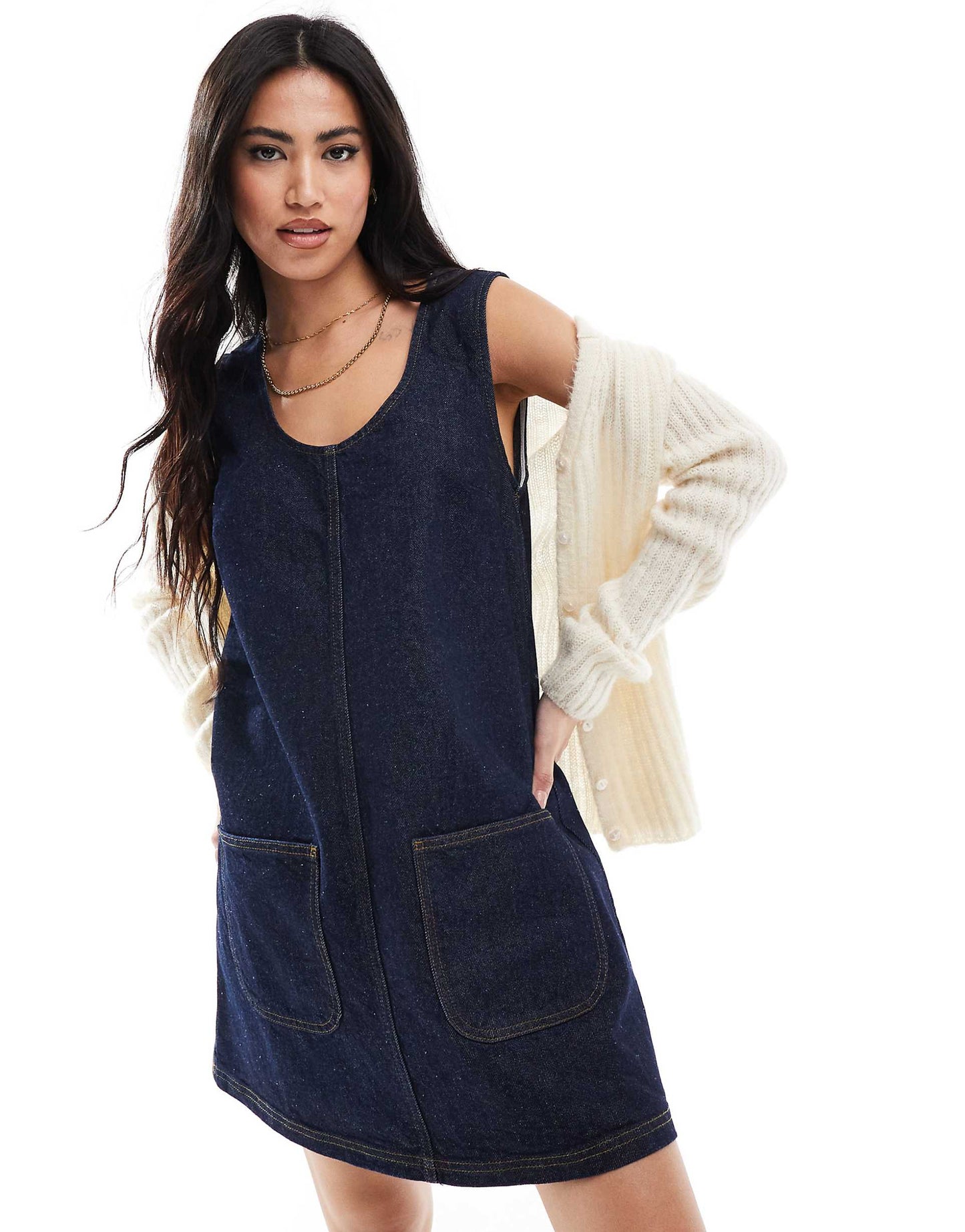 Denim Patch Pocket Pinny Dress