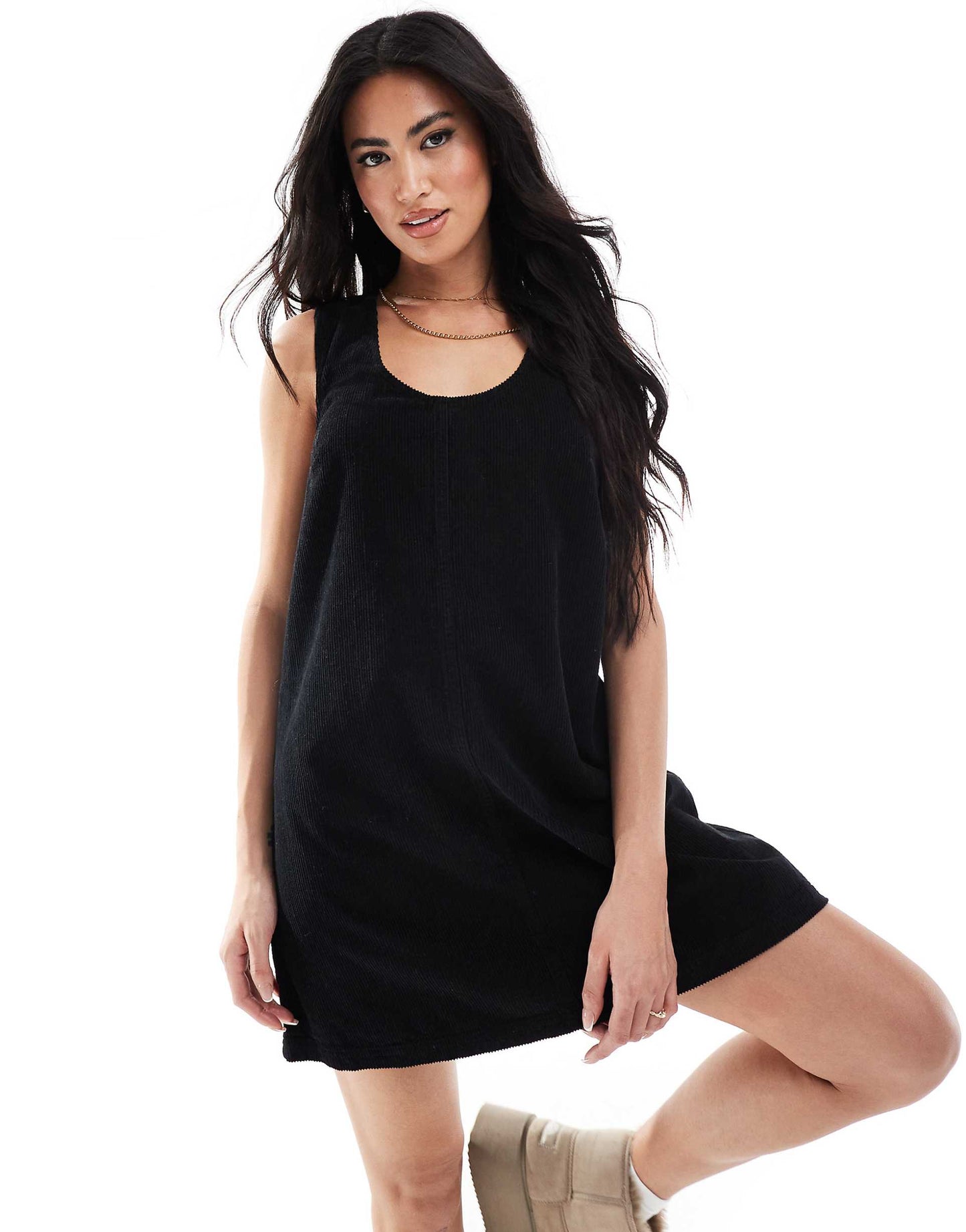 Cord Patch Pocket Pinny Dress