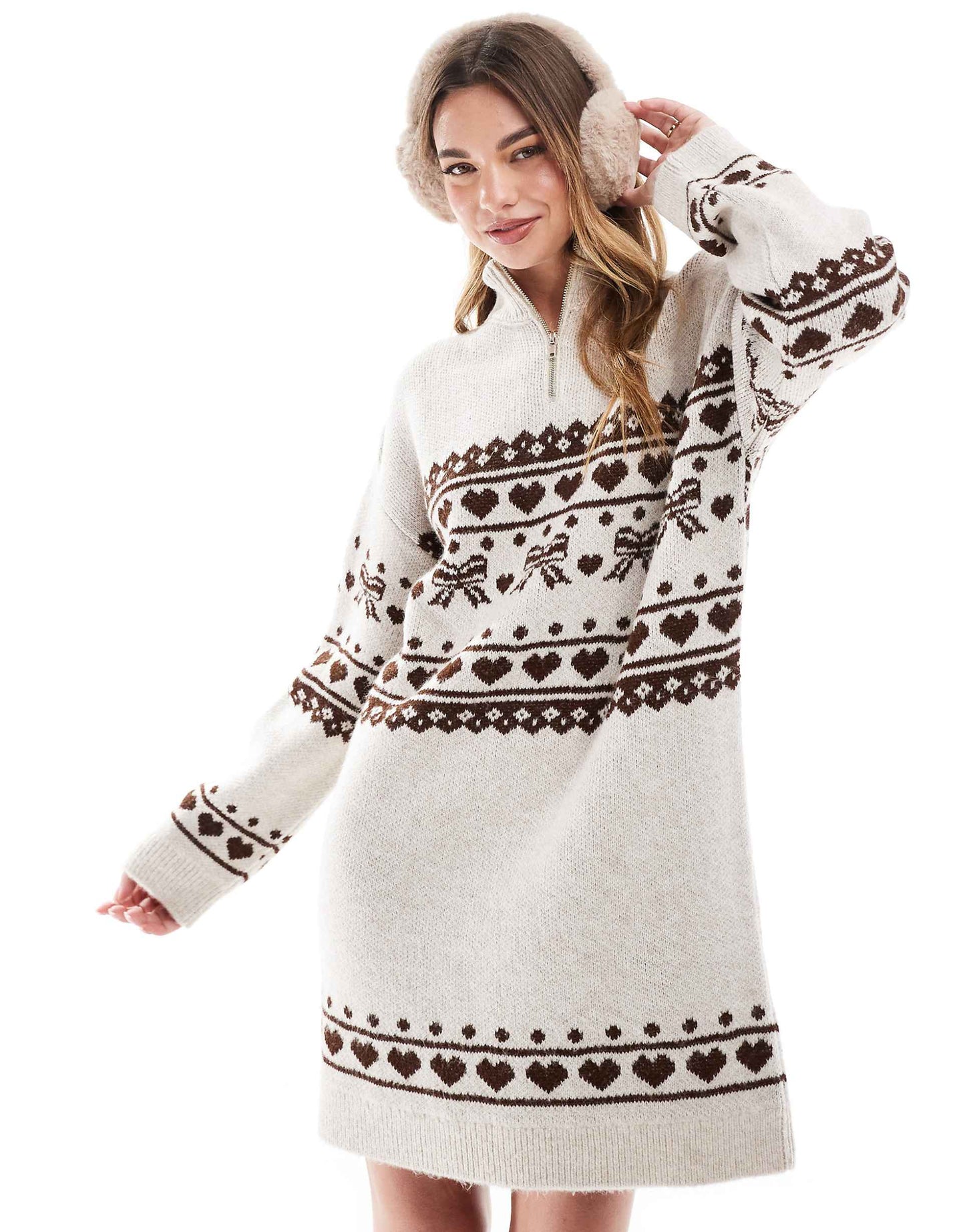 High Zip Neck Mini Dress