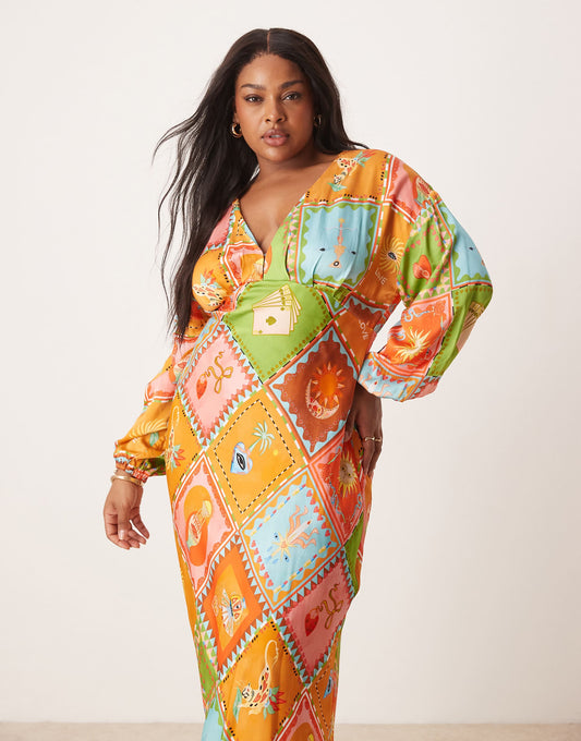 Plus Balloon Sleeve Midaxi Dress