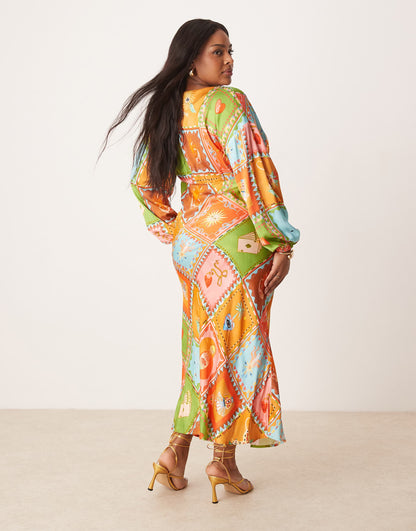 Plus Balloon Sleeve Midaxi Dress