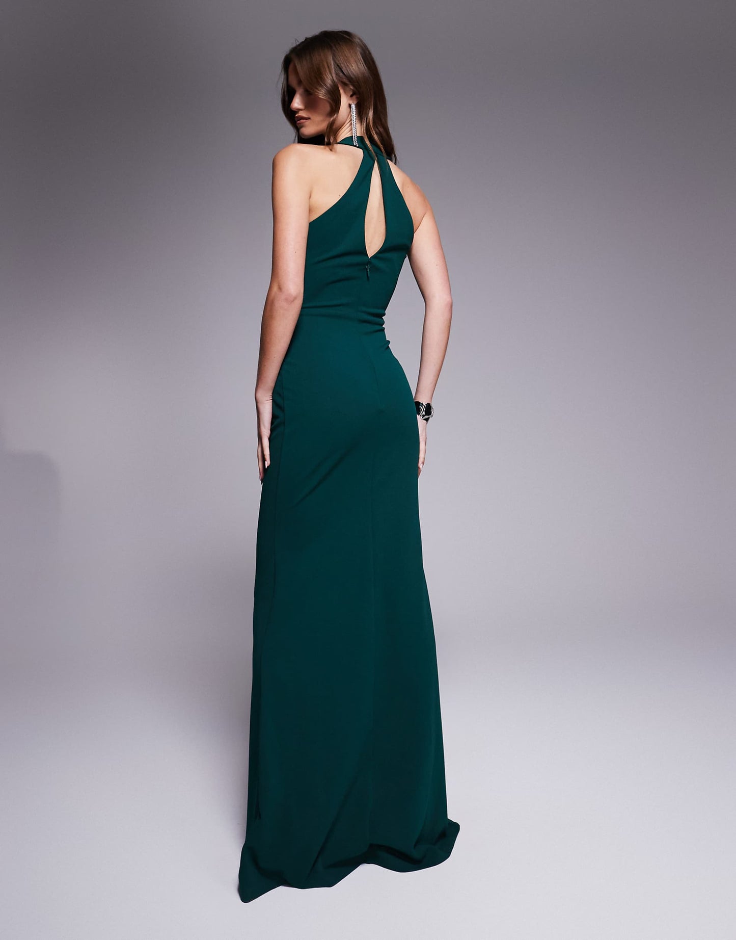 Embellished Diamante Bow Mermaid Halter Neck Maxi Dress