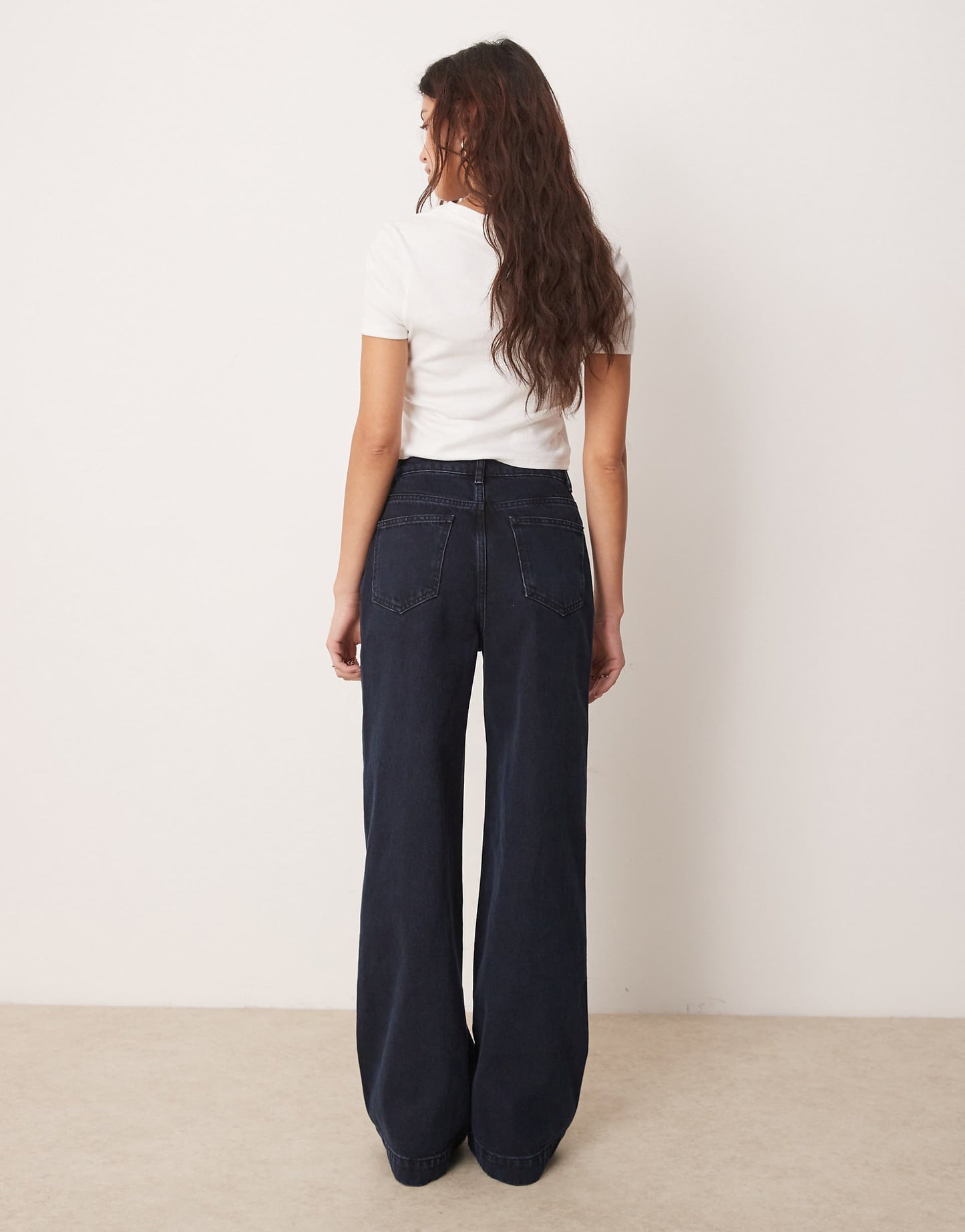 Wide Leg Jean With Patch Pockets And Gold Detail Button Fly