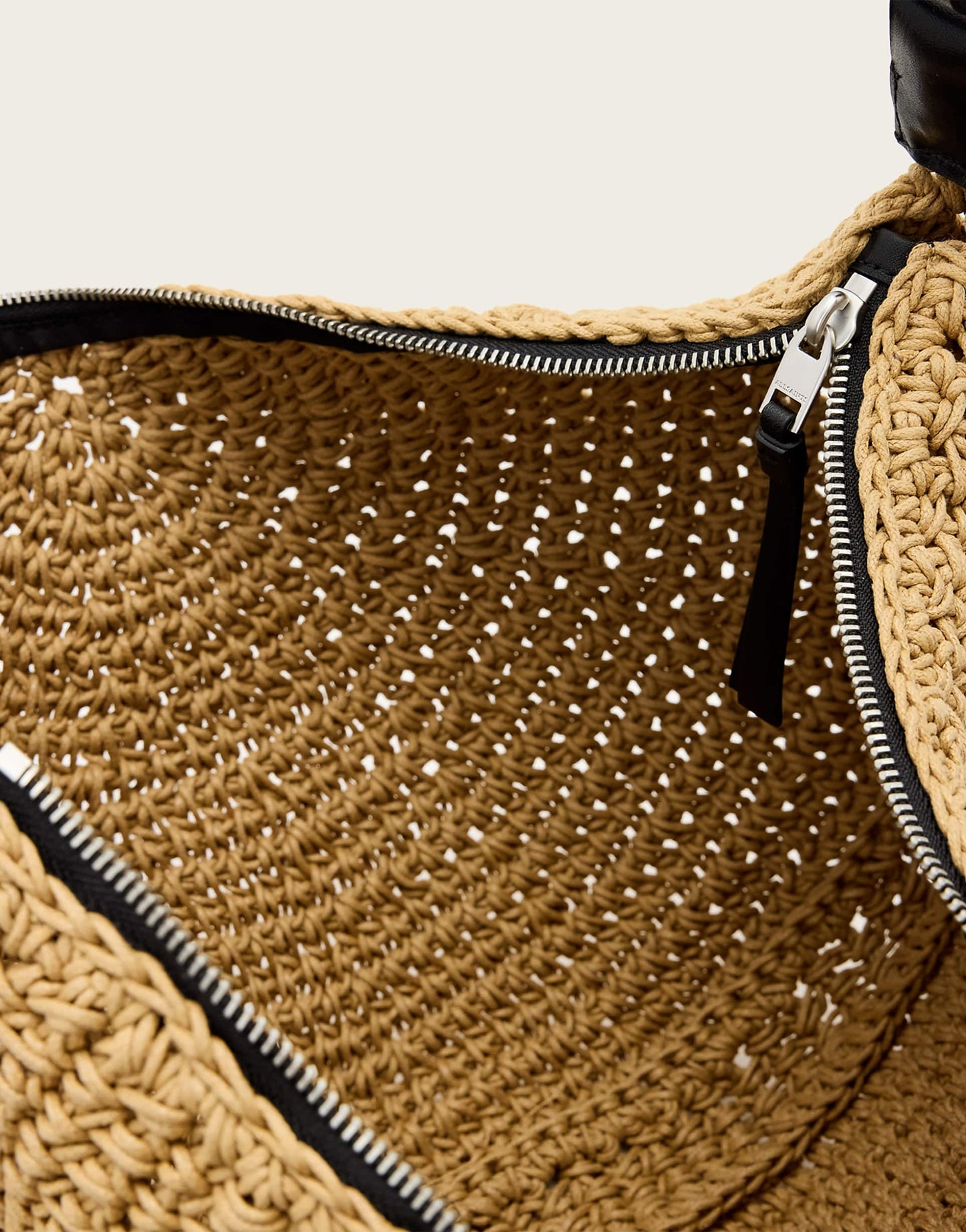 Half Moon Straw Textured Shoulder Bag