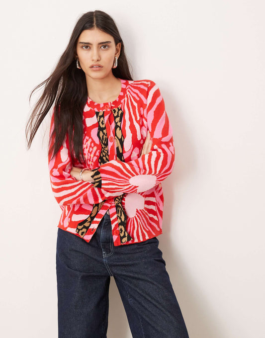 Contrast Leopard Cardigan