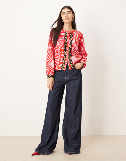 Contrast Leopard Cardigan