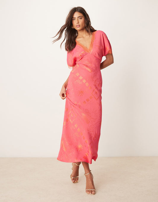 Lace Trim Midaxi Dress