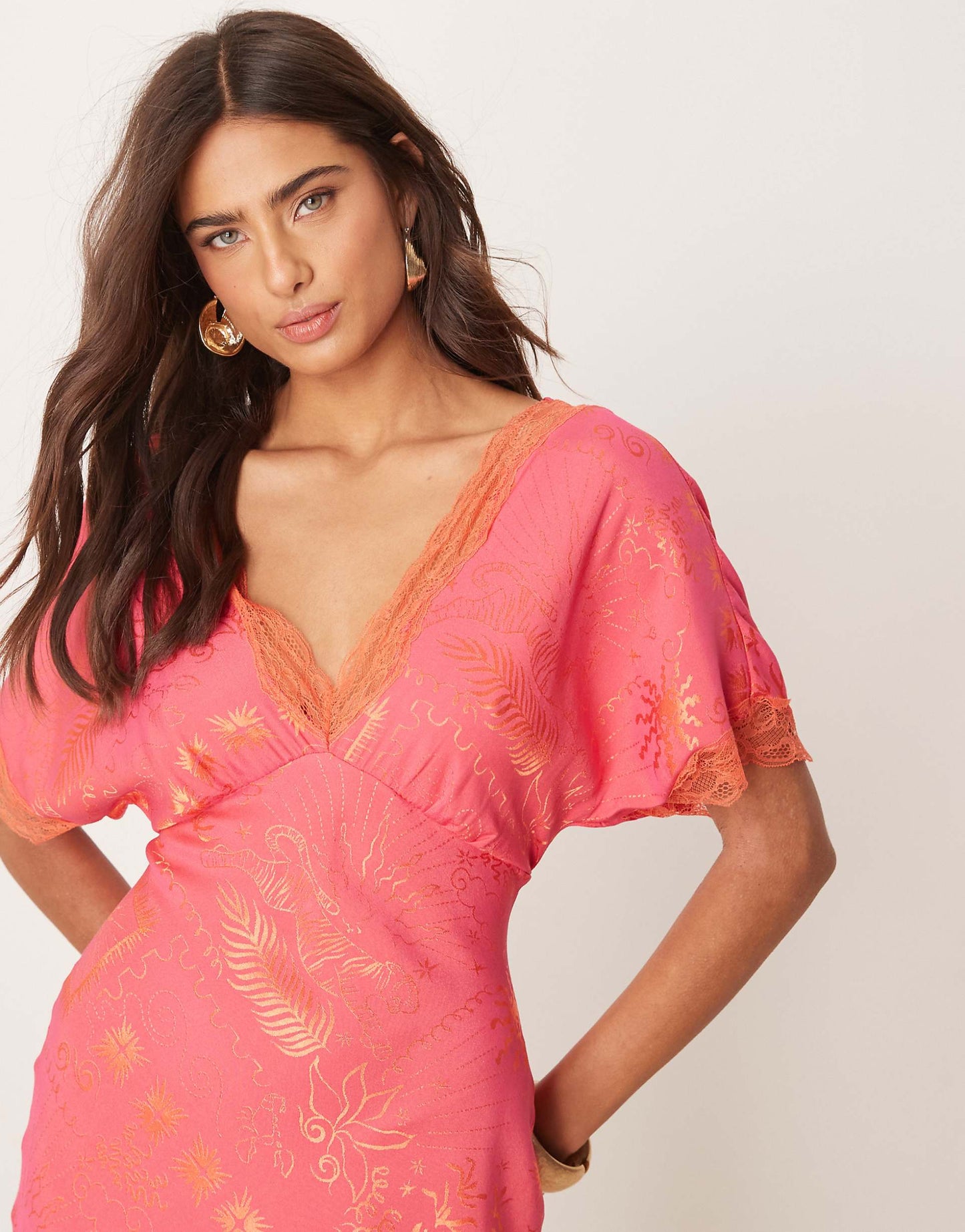 Lace Trim Midaxi Dress
