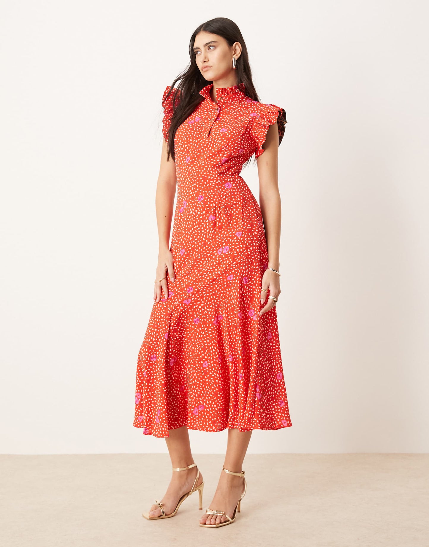Contrast Sleeve Midaxi Dress