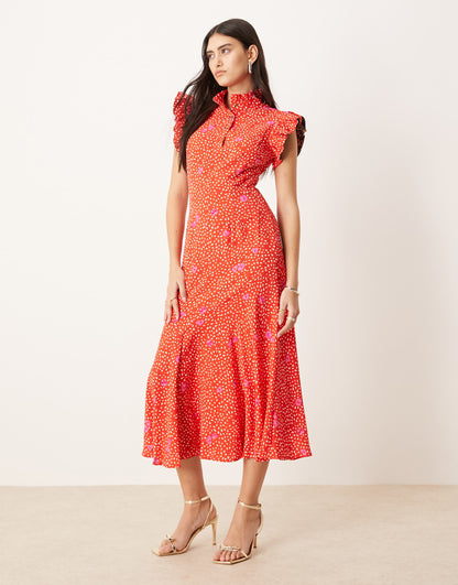 Contrast Sleeve Midaxi Dress
