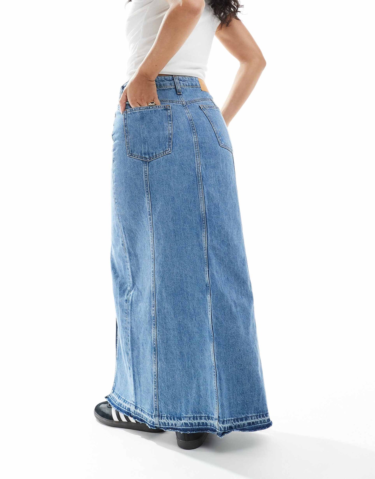 Western Style Denim Maxi Skirt