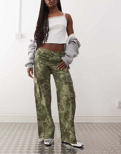 Cargo Trousers With Floral Print