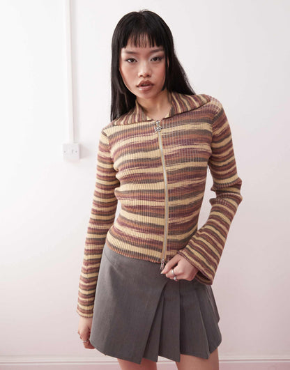 Spacedye Zip Through Cardigan