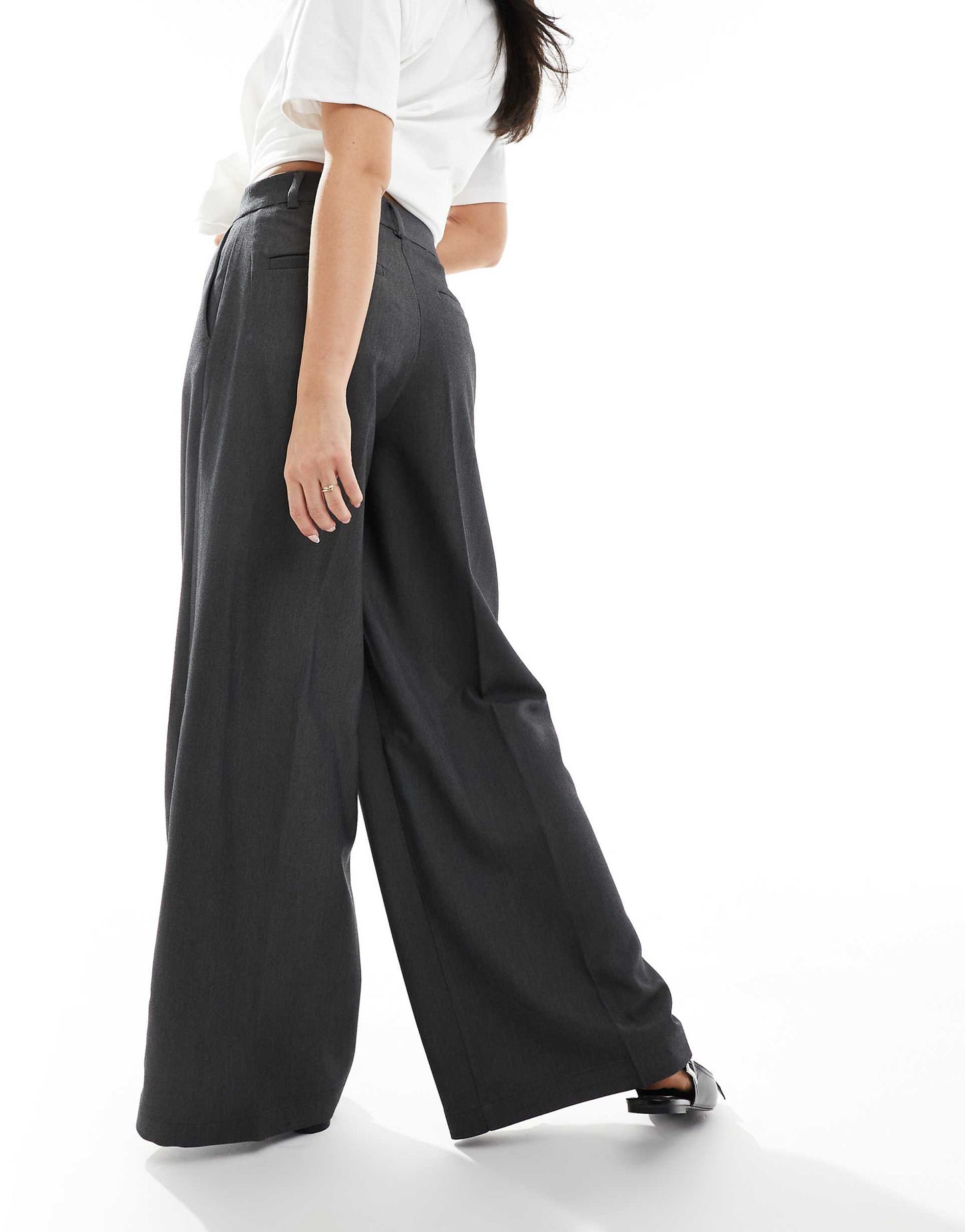 High Waist Wide Leg Tailored Trousers