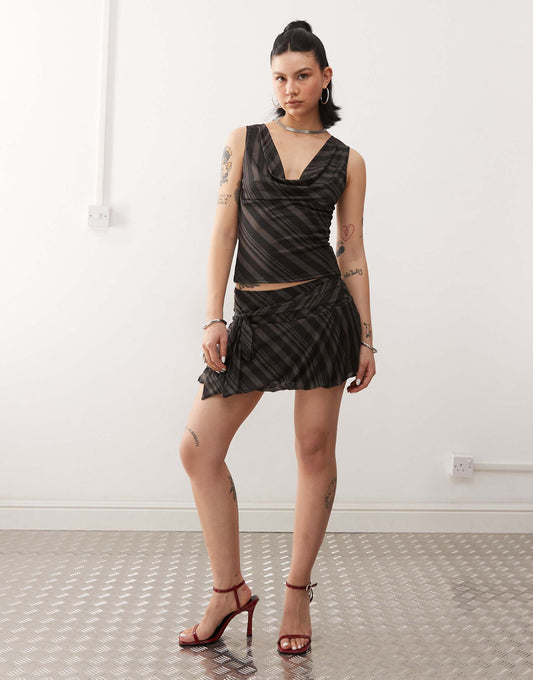 Libri Stripe Ruffled Mini Skirt Co-Ord