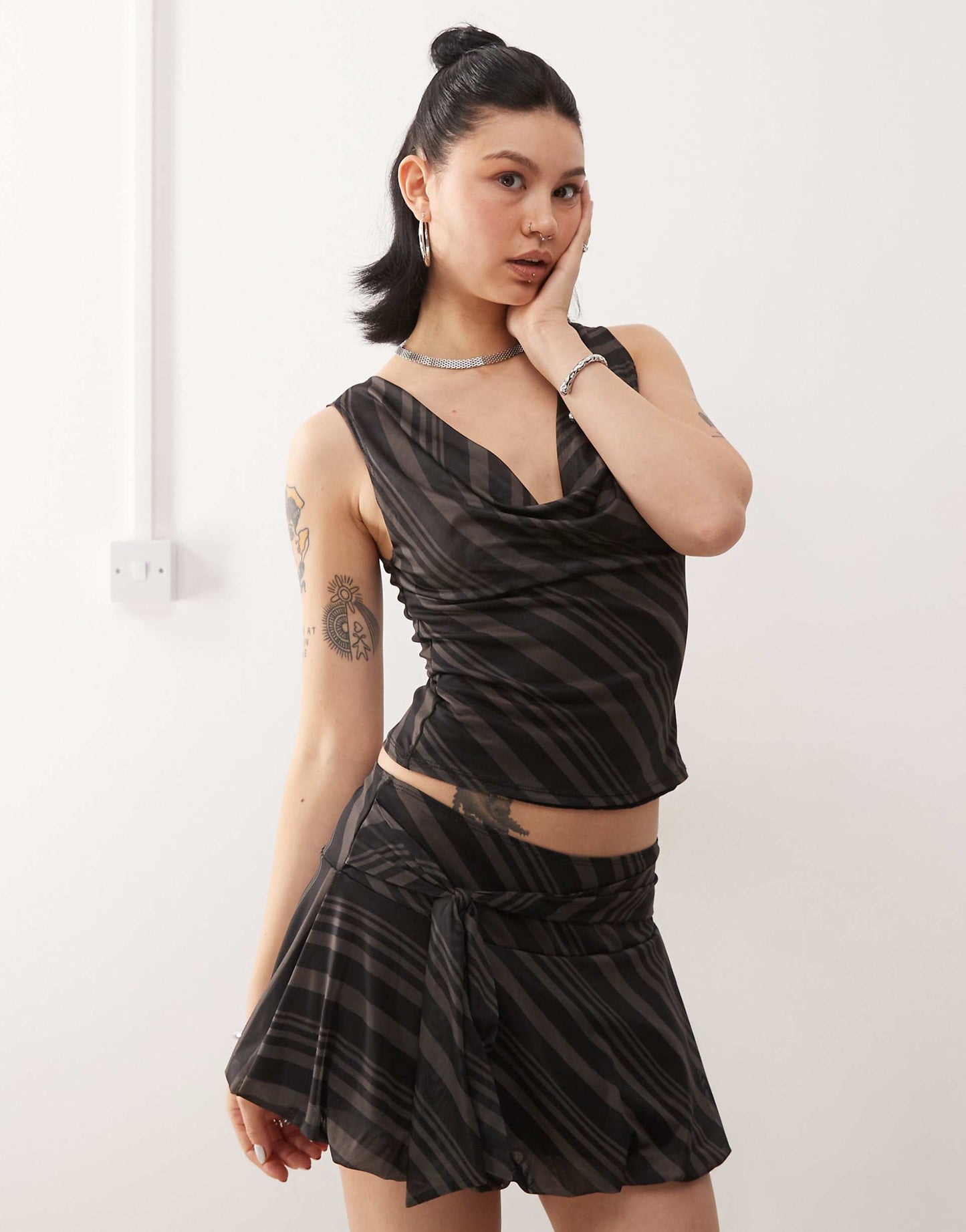 Libri Stripe Ruffled Mini Skirt Co-Ord