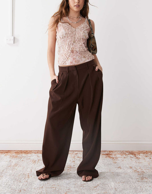 Nala Slouchy Wide Leg Low Rise Trousers