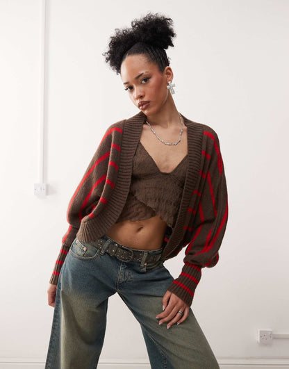 Pasha Striped Knitted Shrug