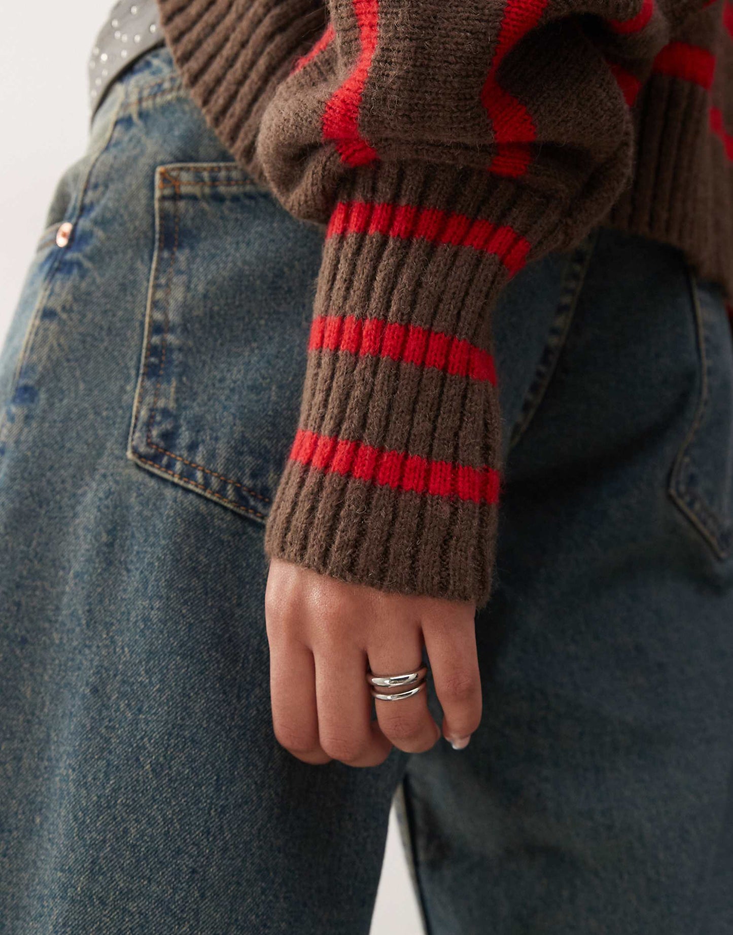 Pasha Striped Knitted Shrug