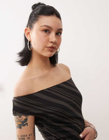 Hari Off-Shoulder Striped Mini Dress