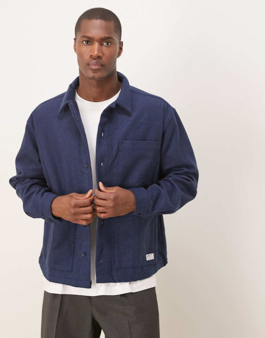 Oversized Boxy Zip Through Shirt With Brushed Finish And Woven Tab