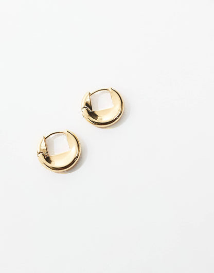 14K Gold Plated Hoop Earrings With Square Cut Out Detail