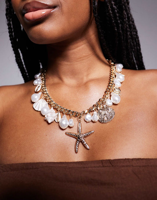 Rivierra Shell And Starfish Chunky Charm Necklace