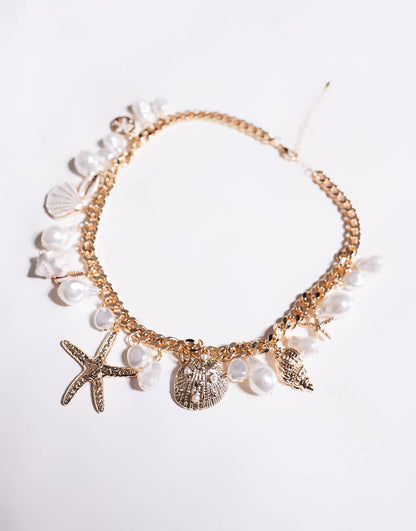 Rivierra Shell And Starfish Chunky Charm Necklace