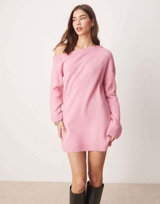 One Shoulder Knitted Dress