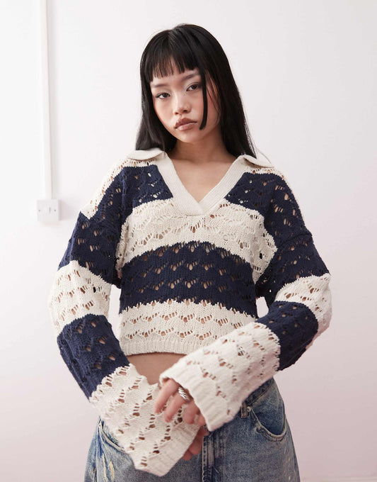 Open Stich Knitted Polo