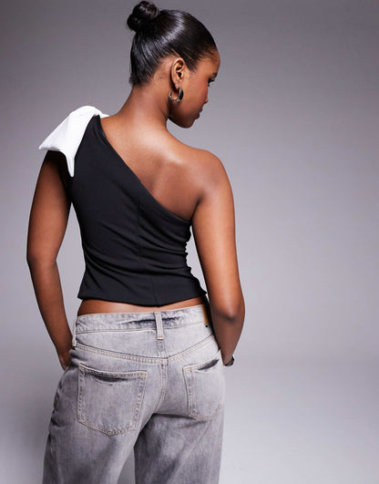 One Shoulder Top With Large Bow