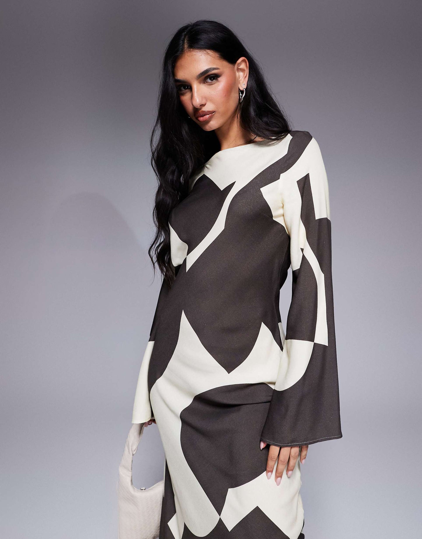 Biased Slash Neck Maxi Dress