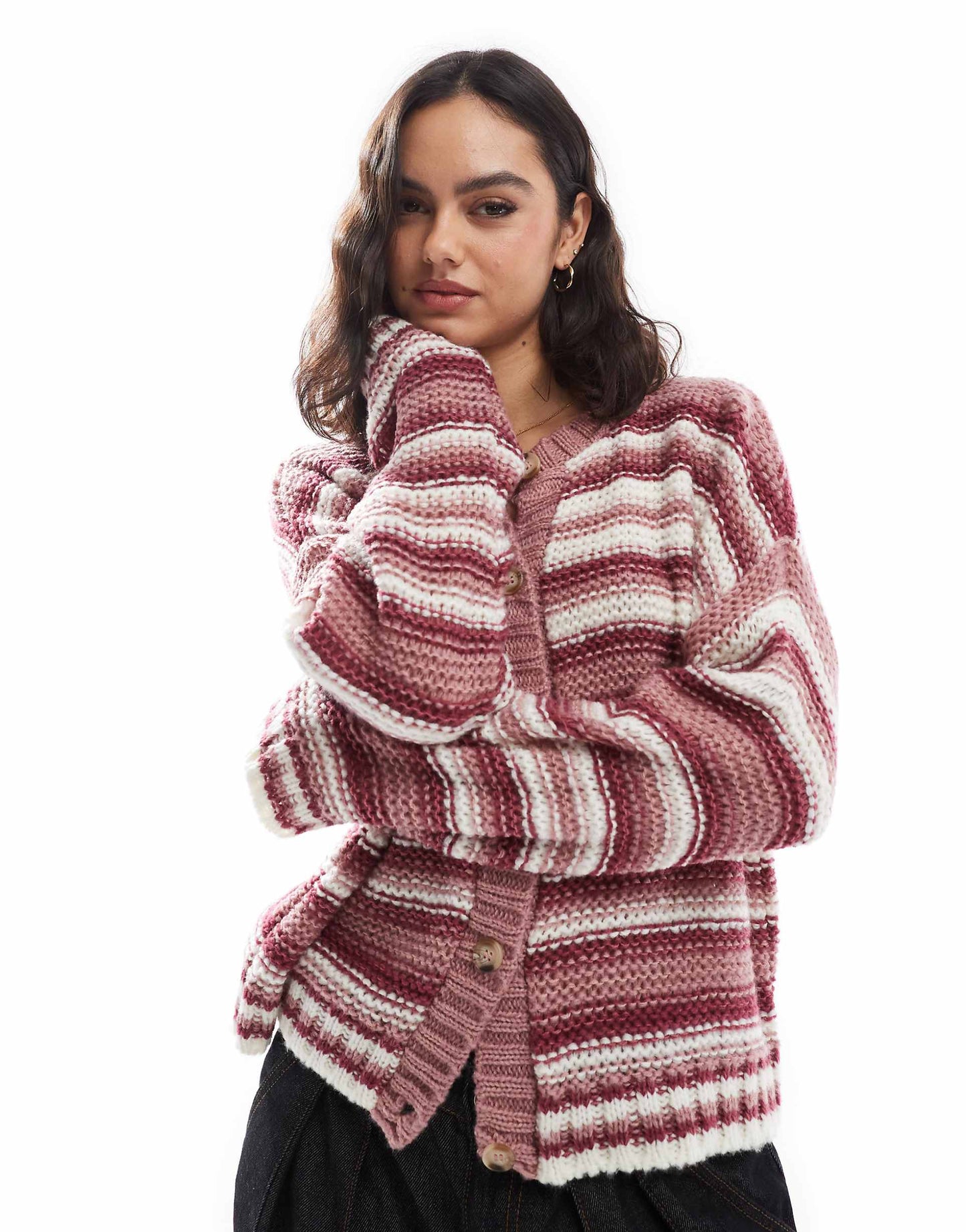 Knitted Crew Neck Cardigan